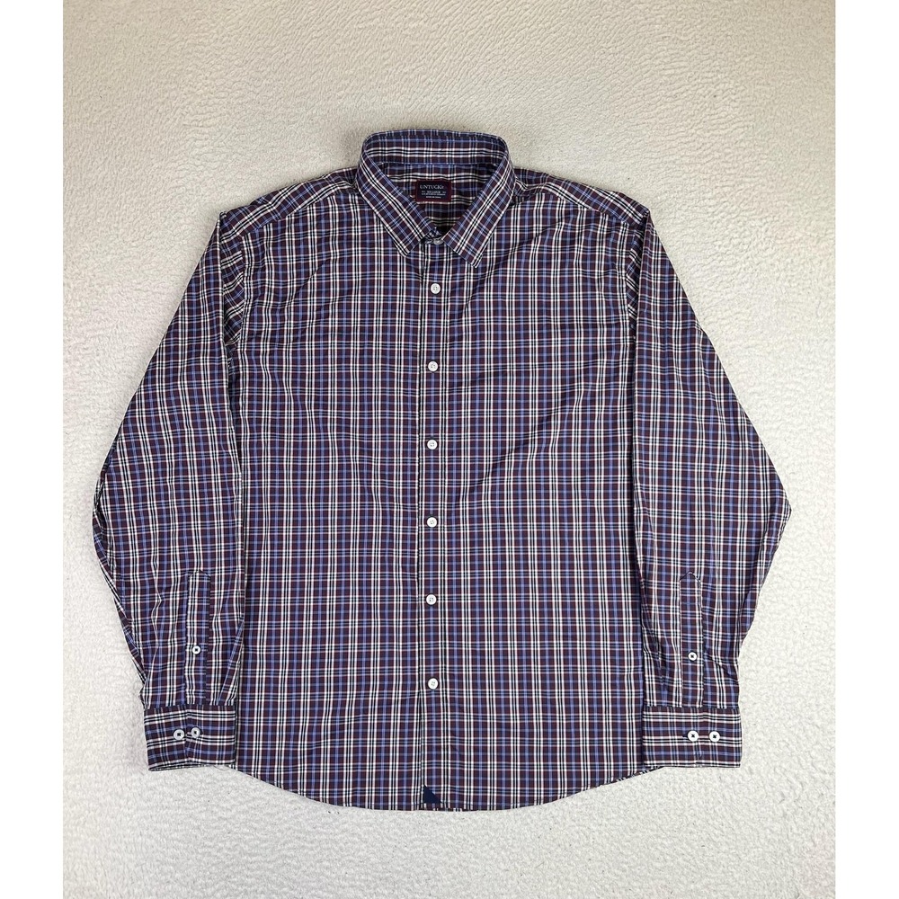 UNTUCKit Mens 2XL Blue Plaid Millbrook Nylon Stretch LS Button Up Shirt